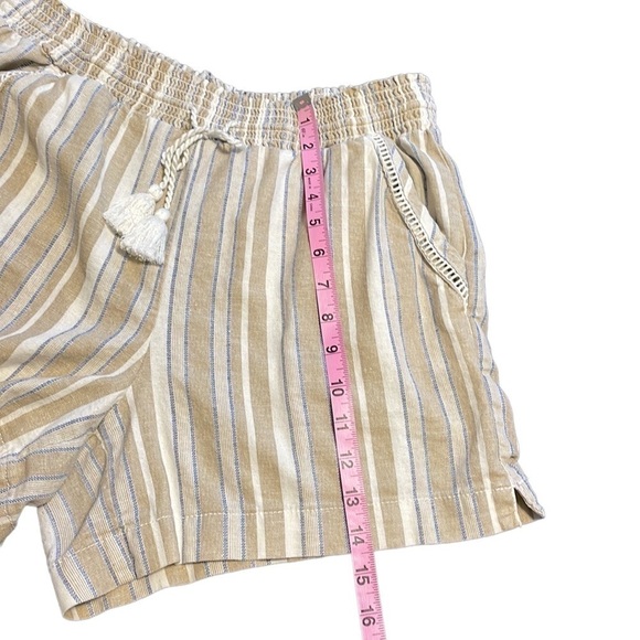 Briggs New York | Women's | Beige Striped Pull On Linen Blend Short - Size Large - Picture 9 of 11